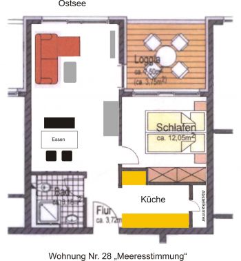 Grundriss der Ferienwohnung Grundriss der Ferienwohnung Meeresstimmung
